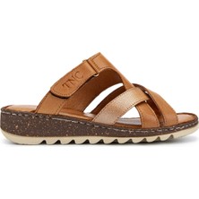 Tamer Tanca Kadın  Deri Taba Düz Terlik 885 012 Bn Trlk Y23 Taba