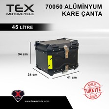 Tex 70050 Alüminyum 55 Litre Universal Motosiklet Siyah Arka Çanta
