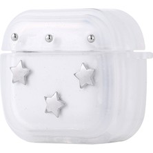 MobaxAksesuar Apple Airpods 4. Nesil ile uyumlu Kılıf Kabartmalı Kelebek-Kiraz-Çiçek Dizayn Şeffaf Kutup Kapak