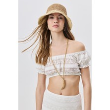 C&city El Örgüsü Hasır Şapka Y8210 Bej