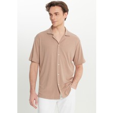 Comfort Fit Rahat Kesim Hawai Yaka Jakarlı Gömlek