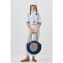 C&city Hasır Omuz Çantası Kadınlar İçin Şık Yeşil Renkli Geniş Taşıma Alanı 40x45 cm Y9207