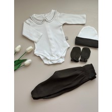 Haki Hastane Çıkışı Set (Body, Pantolon, Bere, Eldiven)