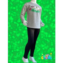 Uzun Kol Simli Iki Iplik Şardonsuz Pamuklu Sweatshirt Kız Çocuk