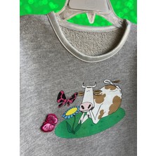 Uzun Kol Simli Iki Iplik Şardonsuz Pamuklu Sweatshirt Kız Çocuk
