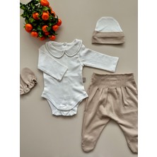 Sütlü Kahve Hastane Çıkışı Set (Body, Pantolon, Bere, Eldiven)
