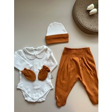 Tarçın Hastane Çıkışı Set (Body, Pantolon, Bere, Eldiven)