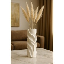 Beyaz Spiral Modern Dekoratif Vazo - 3D Tasarım Kabartmalı Minimalist Ev Aksesuar