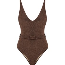 Kahve Lureks V Yaka Kemerli Mayo