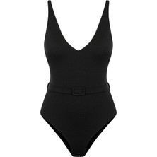 Siyah V Yaka Kemerli Mayo