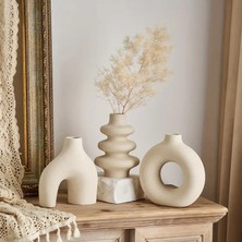 Idl - Mini 3'lü Bohem Set-Beyaz Beton Vazo Set