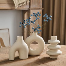 Idl - Mini 3'lü Bohem Set-Beyaz Beton Vazo Set