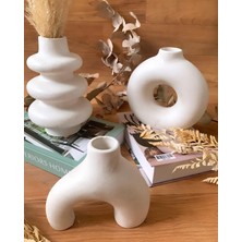 Idl - Mini 3'lü Bohem Set-Beyaz Beton Vazo Set