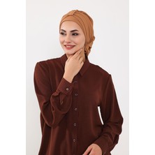 Ayşe Tasarım Pratik Kullanışlı Hazır Türban,Camel,HT-90