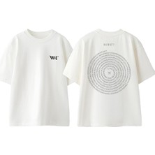 Infinity Tasarım Sırt Baskılı Pamuk Beyaz Oversize T-Shirt