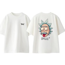 E=mc2 Einstein Tasarım Sırt Baskılı Pamuk Beyaz Oversize T-Shirt