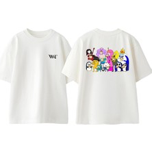 Adventure Time 2 Tasarım Sırt Baskılı Pamuk Beyaz Oversize T-Shirt