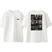 Attack On Titan 14 Tasarım Sırt Baskılı Pamuk Beyaz Oversize T-Shirt