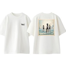 Attack On Titan 30 Tasarım Sırt Baskılı Pamuk Beyaz Oversize T-Shirt