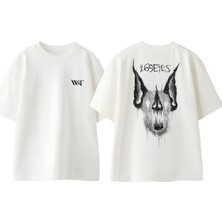 The 69 Eyes Tasarım Sırt Baskılı Pamuk Beyaz Oversize T-Shirt
