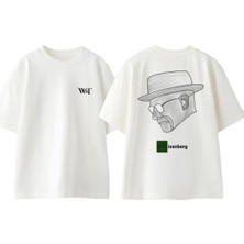 Heisenberg Çizim Tasarım Sırt Baskılı Pamuk Beyaz Oversize T-Shirt