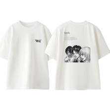 Attack On Titan 34 Tasarım Sırt Baskılı Pamuk Beyaz Oversize T-Shirt