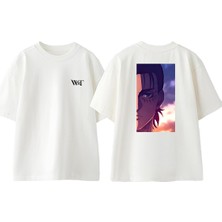 Attack On Titan Sad Tasarım Sırt Baskılı Pamuk Beyaz Oversize T-Shirt