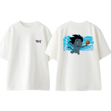 Nirvana Son Goku Tasarım Sırt Baskılı Pamuk Beyaz Oversize T-Shirt