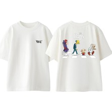 The Bads Tasarım Sırt Baskılı Pamuk Beyaz Oversize T-Shirt