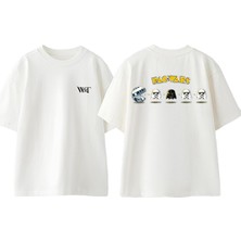 Pacwars Tasarım Sırt Baskılı Pamuk Beyaz Oversize T-Shirt