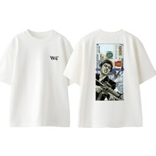 Tony Montana Dolar Tasarım Sırt Baskılı Pamuk Beyaz Oversize T-Shirt