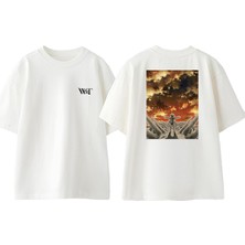 Attack On Titan 36 Tasarım Sırt Baskılı Pamuk Beyaz Oversize T-Shirt