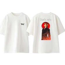 Death Note Kira Smile Tasarım Sırt Baskılı Pamuk Beyaz Oversize T-Shirt