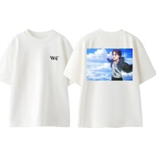Attack On Titan 33 Tasarım Sırt Baskılı Pamuk Beyaz Oversize T-Shirt