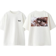 Attack On Titan 42 Tasarım Sırt Baskılı Pamuk Beyaz Oversize T-Shirt