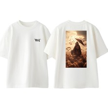 Naruto Itachi Tasarım Sırt Baskılı Pamuk Beyaz Oversize T-Shirt