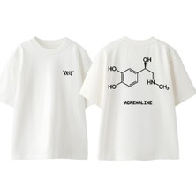 Adrenaline Tasarım Sırt Baskılı Pamuk Beyaz Oversize T-Shirt