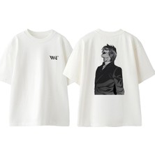Death Note Kira Laugh Tasarım Sırt Baskılı Pamuk Beyaz Oversize T-Shirt