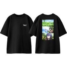Attack On Titan 35 Tasarım Sırt Baskılı Pamuk Siyah Oversize T-Shirt