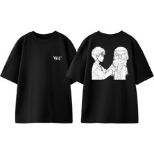 Attack On Titan 26 Tasarım Sırt Baskılı Pamuk Siyah Oversize T-Shirt