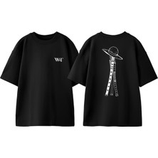 One Piece Kılıclar Tasarım Sırt Baskılı Pamuk Siyah Oversize T-Shirt