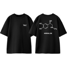 Adrenaline Tasarım Sırt Baskılı Pamuk Siyah Oversize T-Shirt