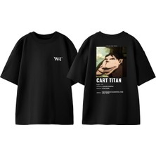 Attack On Titan Cart Tasarım Sırt Baskılı Pamuk Siyah Oversize T-Shirt