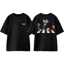 The Bads Tasarım Sırt Baskılı Pamuk Siyah Oversize T-Shirt
