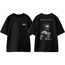 Whatever It Takes Tasarım Sırt Baskılı Pamuk Siyah Oversize T-Shirt