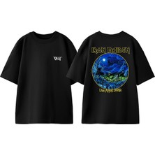 Iron Maiden Live After Tasarım Sırt Baskılı Pamuk Siyah Oversize T-Shirt
