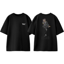 Michael Jackson Renkli Tasarım Sırt Baskılı Pamuk Siyah Oversize T-Shirt