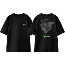Heisenberg Çizim Tasarım Sırt Baskılı Pamuk Siyah Oversize T-Shirt