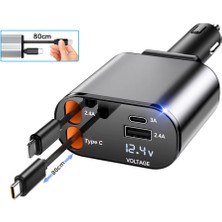 Zuidid  ZR13 - 95W 4 In 1 Voltaj Göstergeli Tüm Telefonlar Için Hızlı Araba Şarjı Kendinden Kablolu