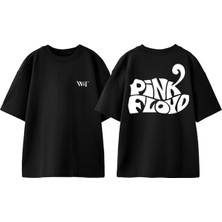 Pink Floyd Genis Yazi Tasarım Sırt Baskılı Pamuk Siyah Oversize T-Shirt